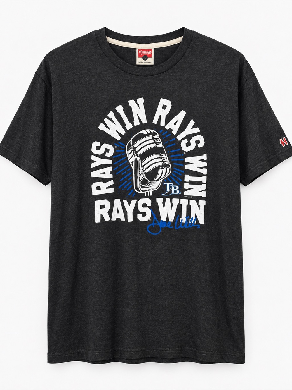 Homage Tampa Bay Rays “Rays Win” Graphic T-Shirt Men’s Large Black Baseball Tee